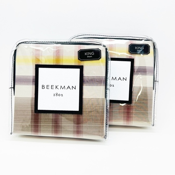 Beekman 1802 Lockport King Shams Tawny Plaid Pair Set of Two Cotton New NWT - Picture 3 of 7